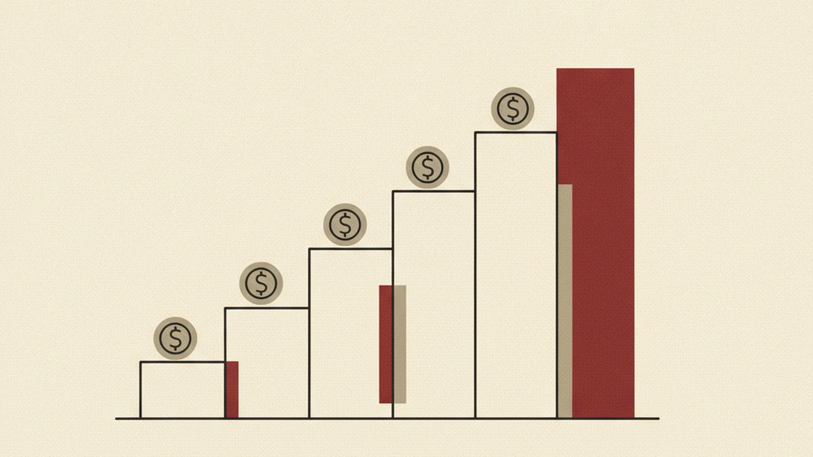 An oxblood and cream editorial illustration of a rising cost curve climbing from a calm design desk toward a steep, shaded danger zone labeled post launch.