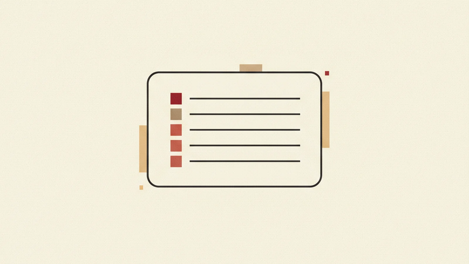 An oxblood and cream editorial illustration of a reference card listing WCAG success criterion numbers beside short plain language labels.